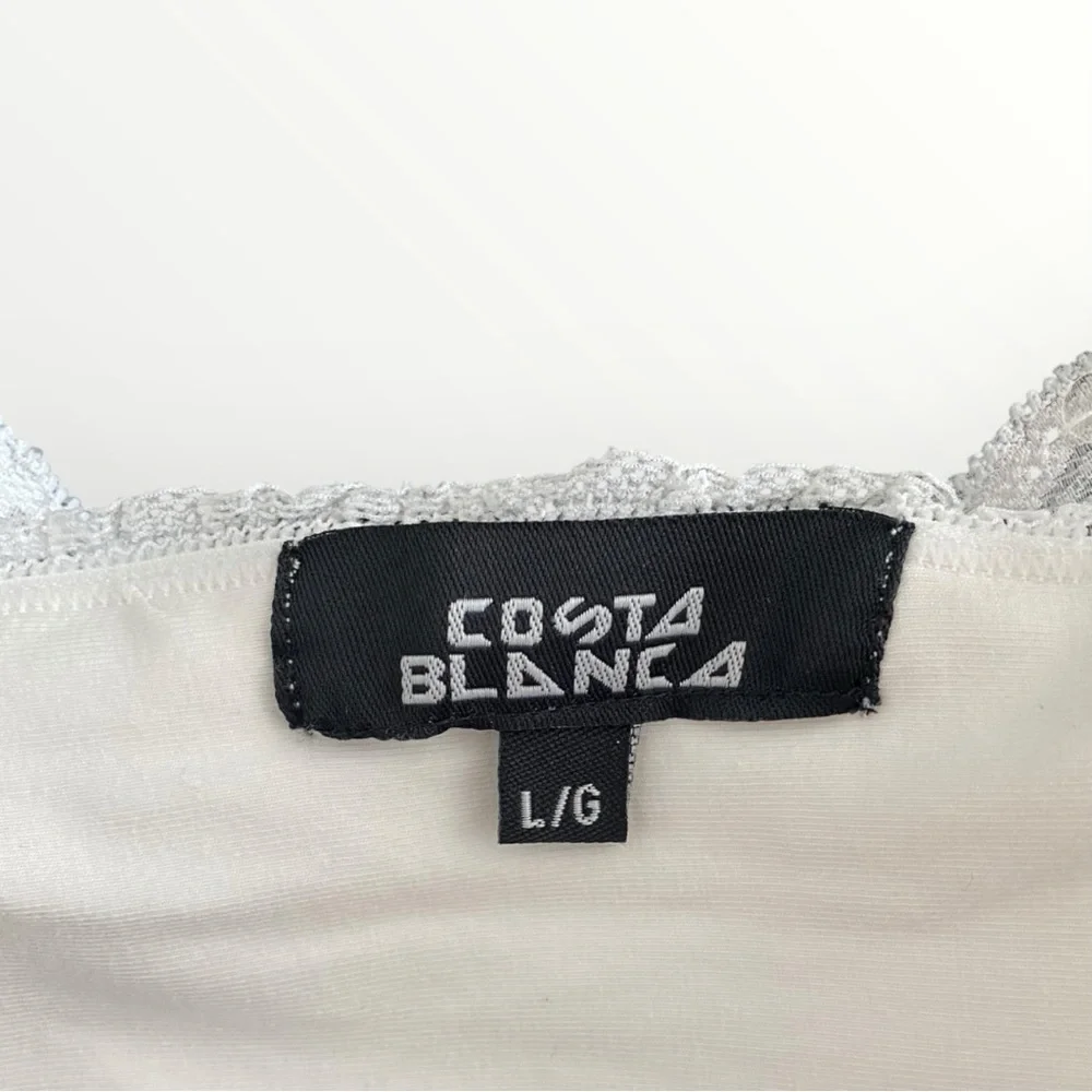 Costa Blanca Vintage Y2K White Lace Trim Camisole Tank Top Size L - Picture 5 of 6